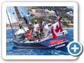 Cruisers James and Pauline Reinhart on an exhilarating ride aboard a racing yacht worthy of the America's Cup regatta, going against other boats in a mini competition in St. Maarten
