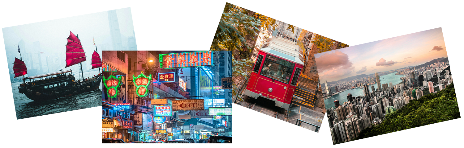 Four small pictures of Hong Kong tourist spots